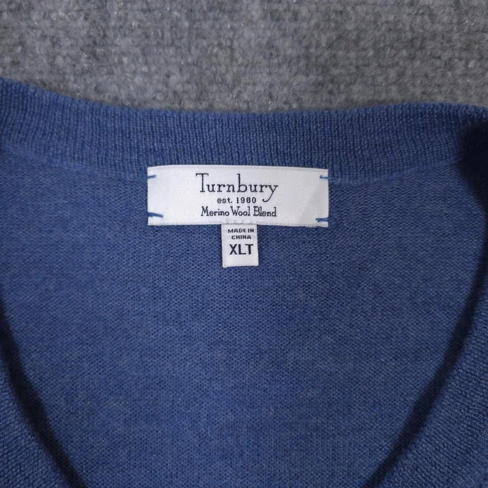 Turnbury Cable Knit Sweater Mens XLT Merino Wool Blend V Neck Pullover READ
